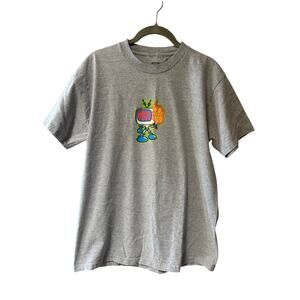 OBEY Men's Size Medium TV Cartoon Flame Fingers Gray Tee Shirt Large